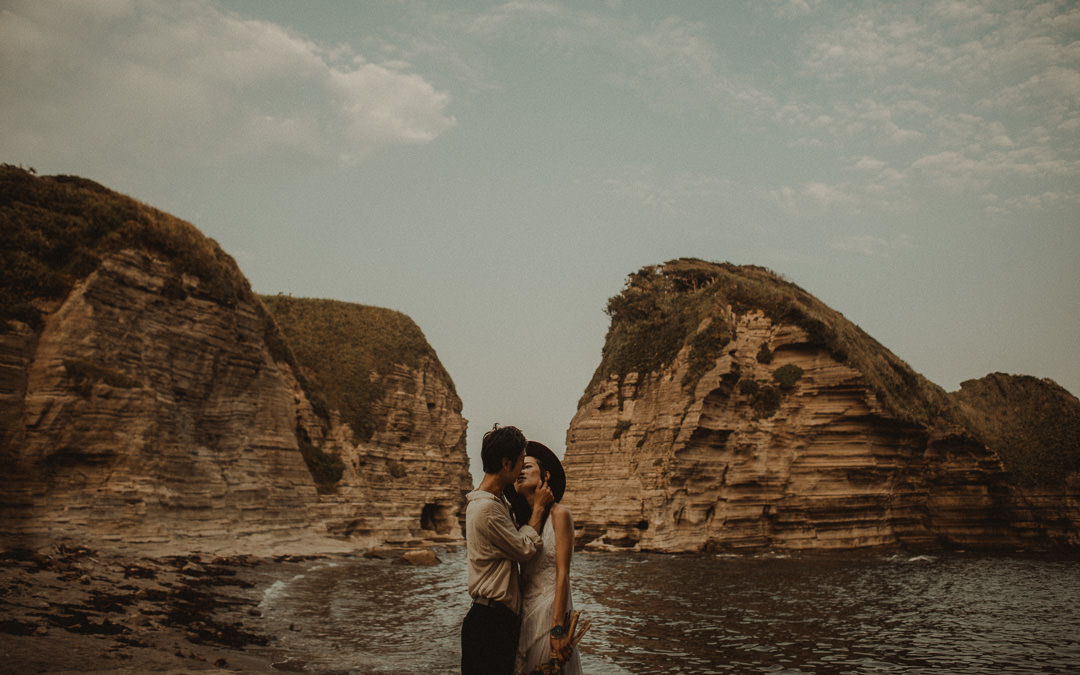 If you are looking for best place to elope in Japan this rocky beach may be for you. 

