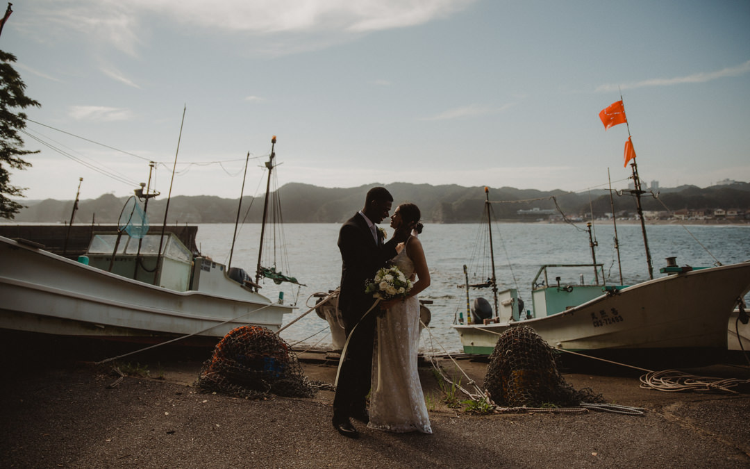 Beautiful elopement in Chiba Japan - Fishing boats