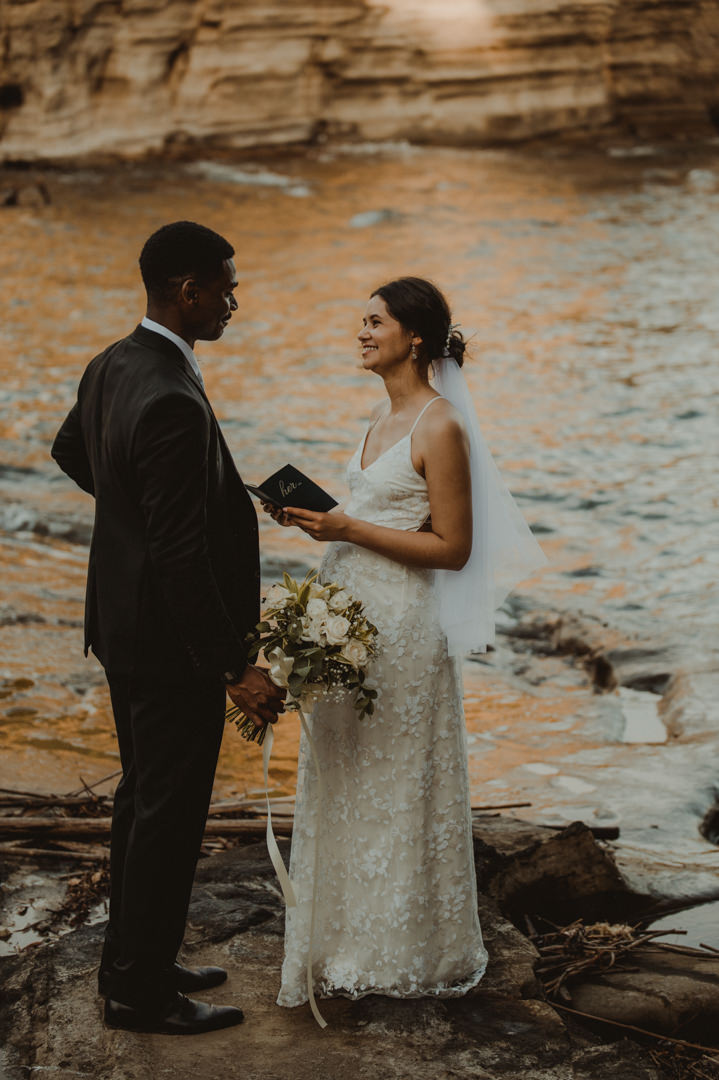 Beautiful elopement in Chiba Japan - Bride reads wedding vows