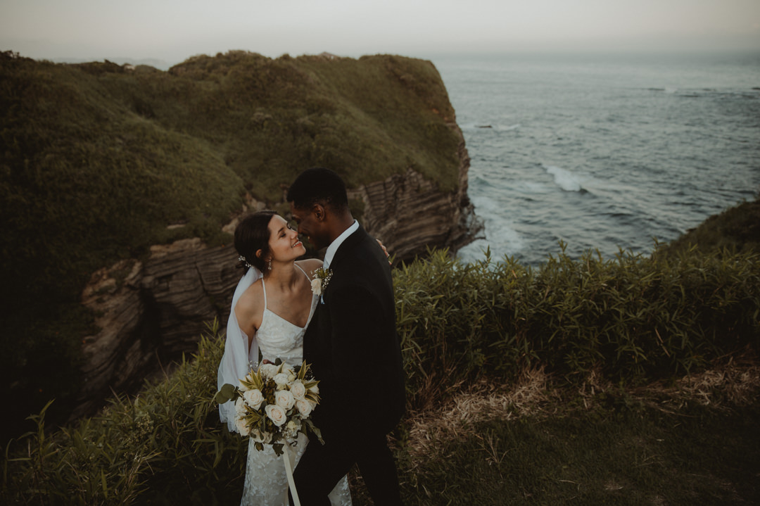 Beautiful elopement in Chiba Japan - Above the cove potrait