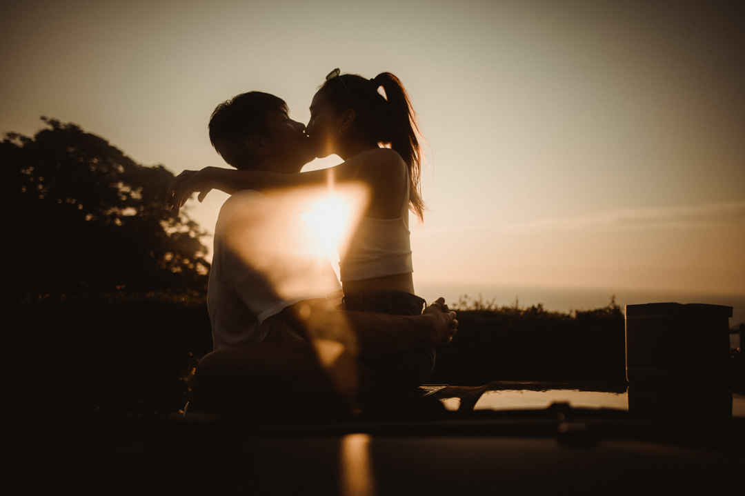 Overland elopement Sunset kiss
