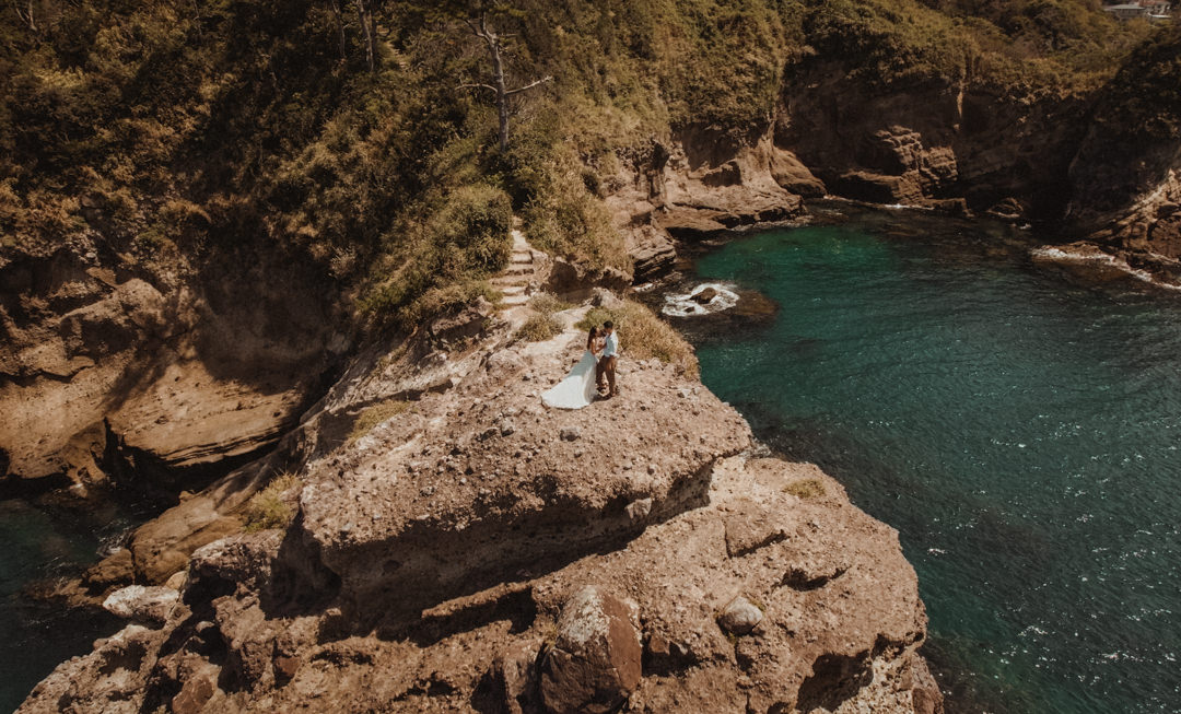 Overland elopement Japan - Drone view