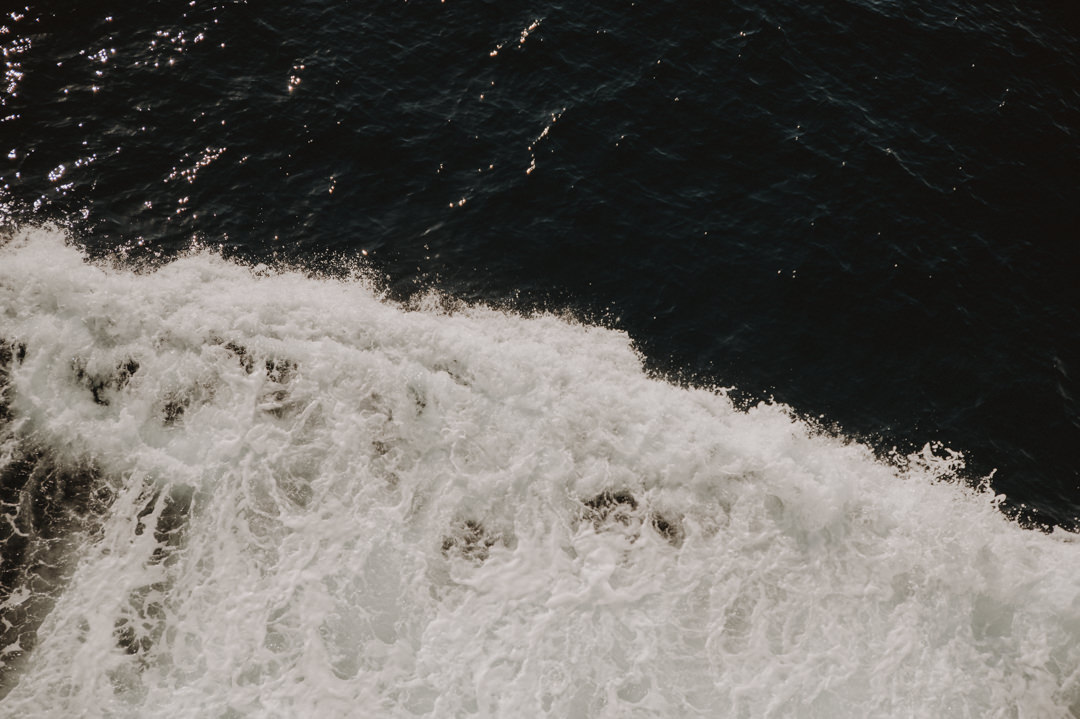 Ferry cutting through the waves