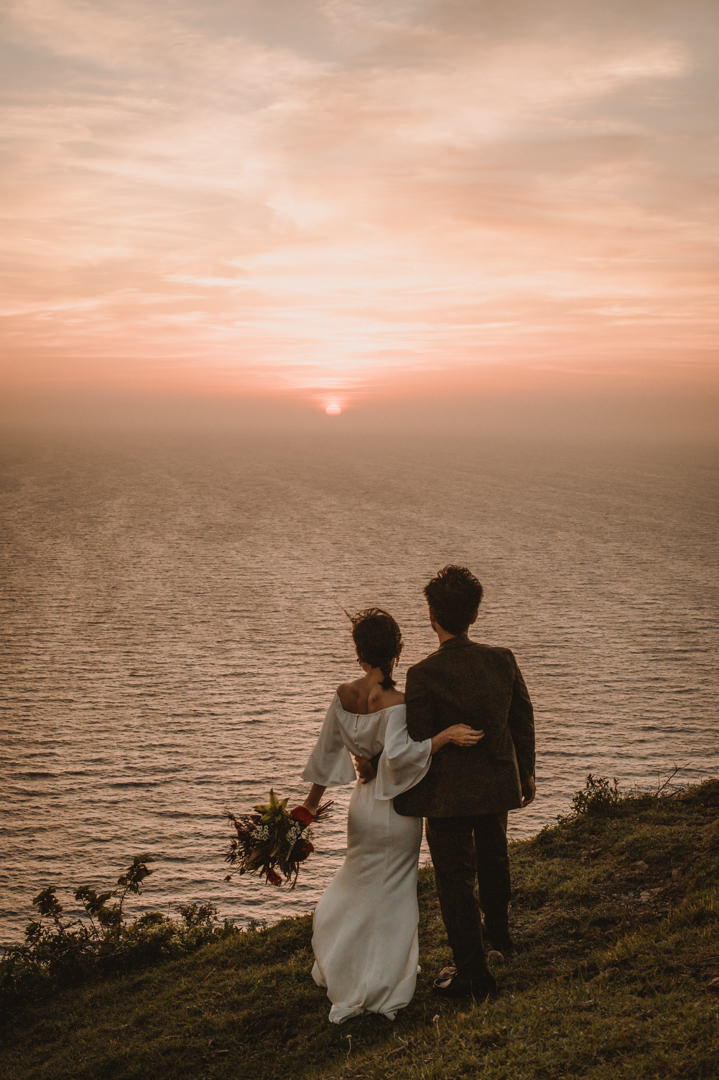 Couple looking at the sunset