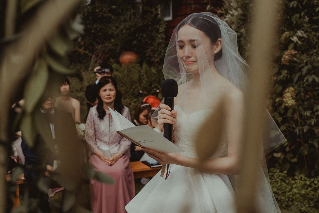 bride crying during her Micro wedding Japan