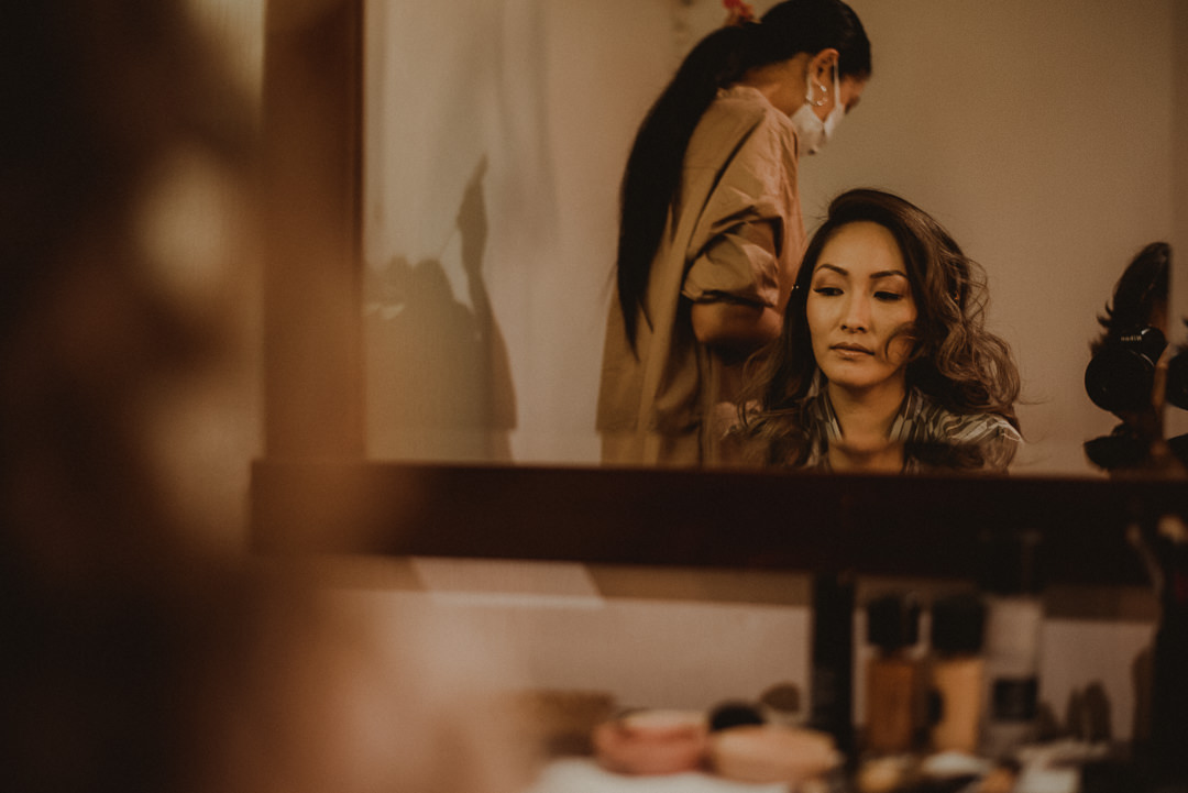 Getting ready for ryokan elopement wedding ceremony