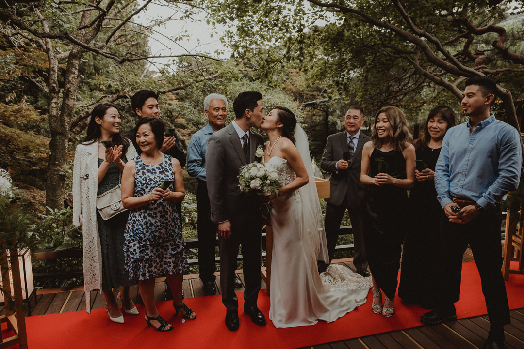 First kiss bride and groom 