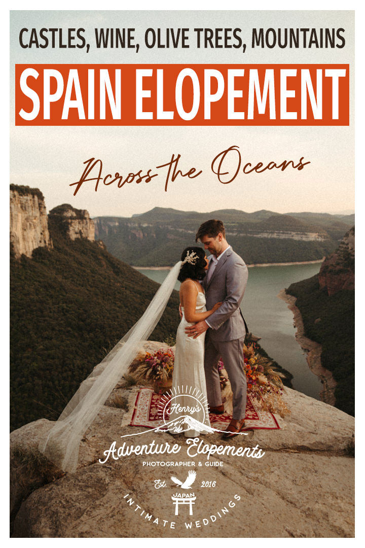 Elope in Barcelona - couple standing on the rock near Barcelona