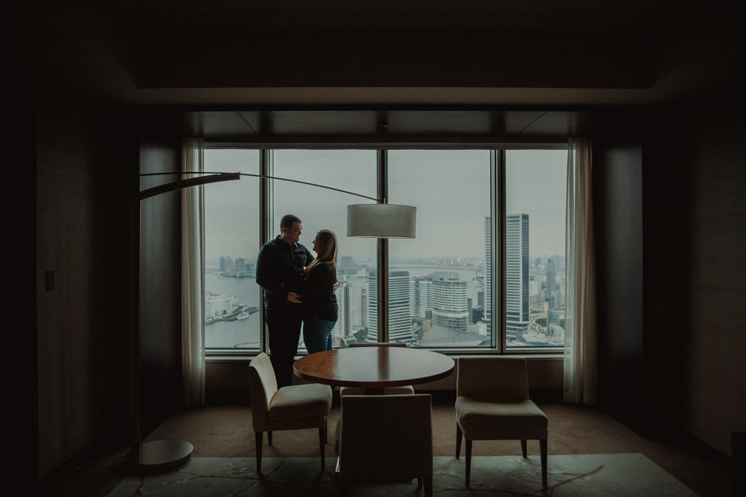Tokyo City Elopement - Couple in their hotel room