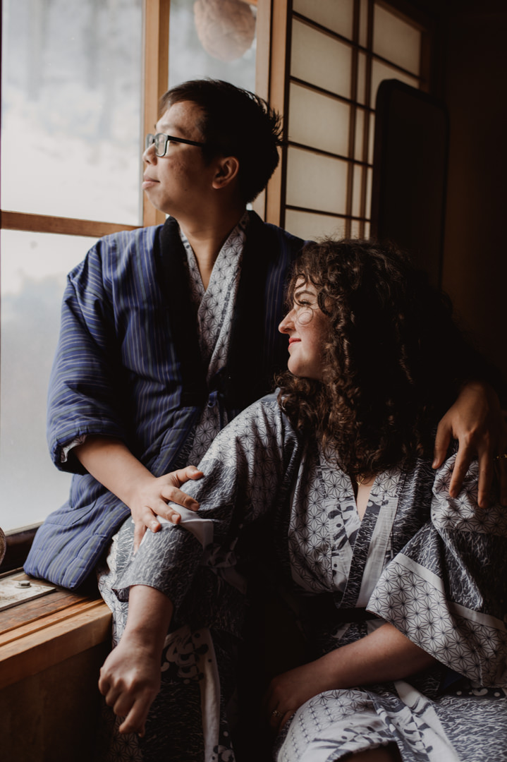 Nagano Ryokan Elopement - Window portrait