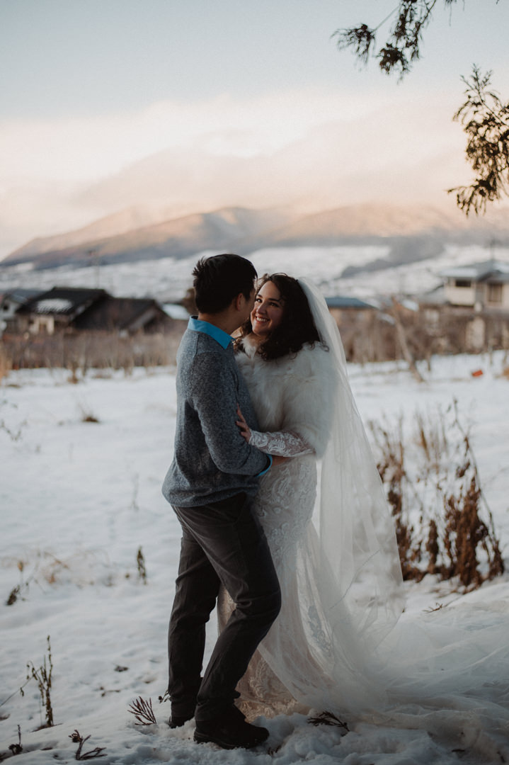 Nagano Ryokan Elopement - sunset couple portrait