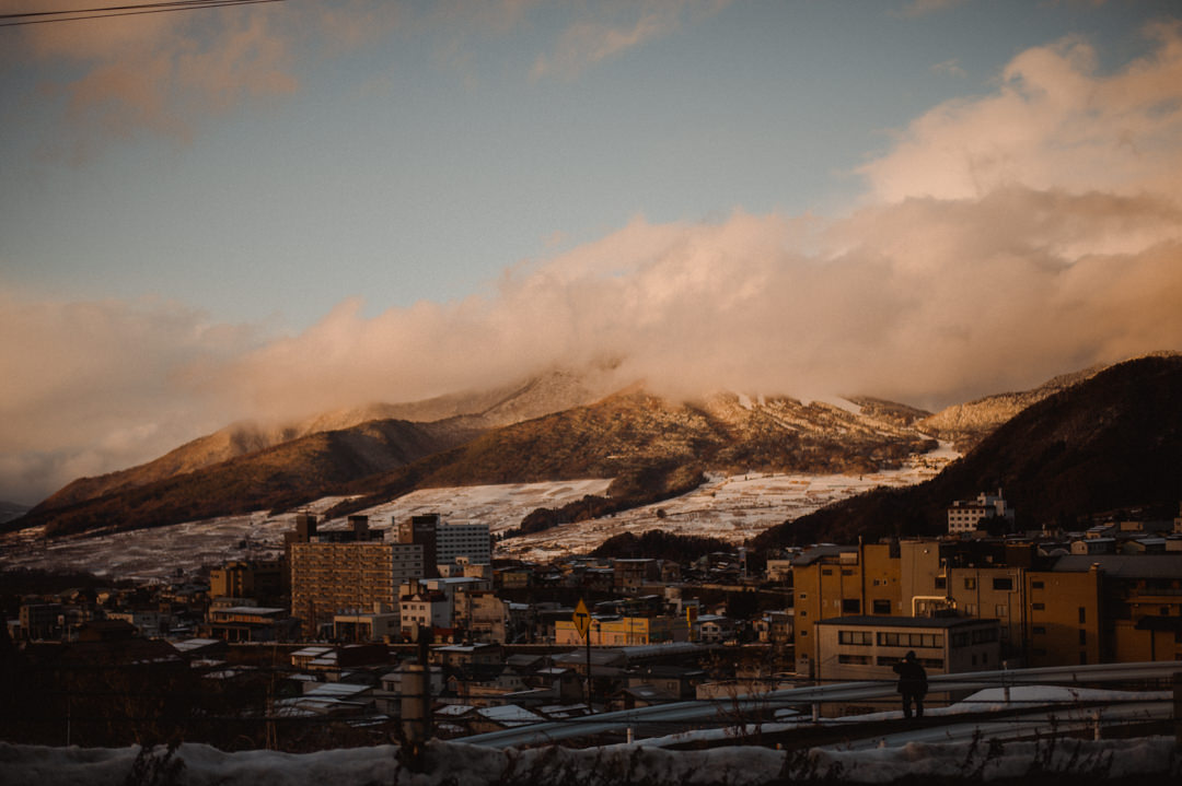 Nagano Ryokan Elopement -Beautiful mountain sunset