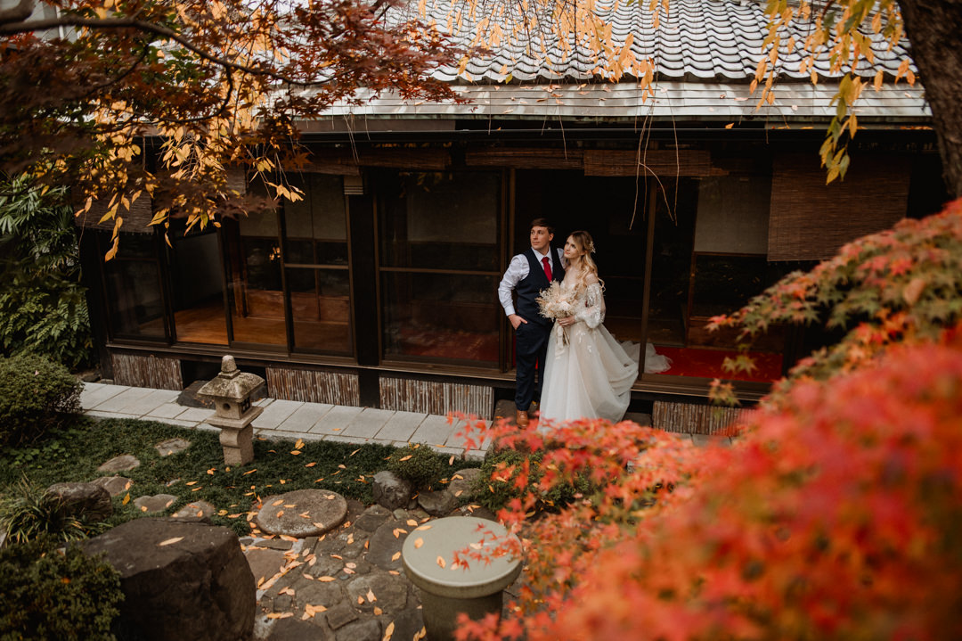 Autumn Elopement Kyoto - Townhouse private garden