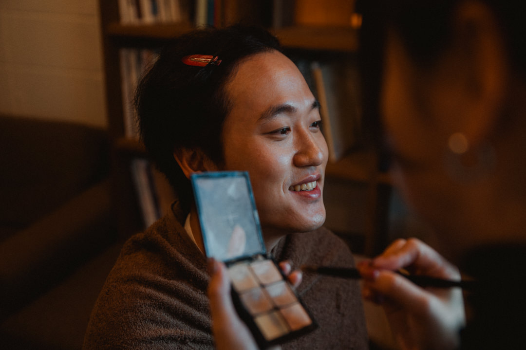 Hokkaido Elopement - Bride is getting 
makeup 