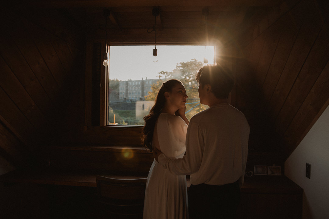 Hokkaido Elopement - Sunrise from the window of Airbnb 