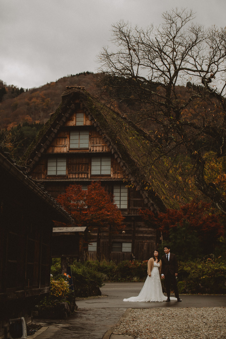 Japan Roadtrip Elopement - Exploring the town of thatched roof house