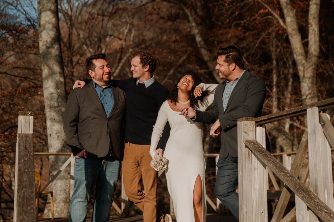laid-back elopement in japan - couple with their friends 