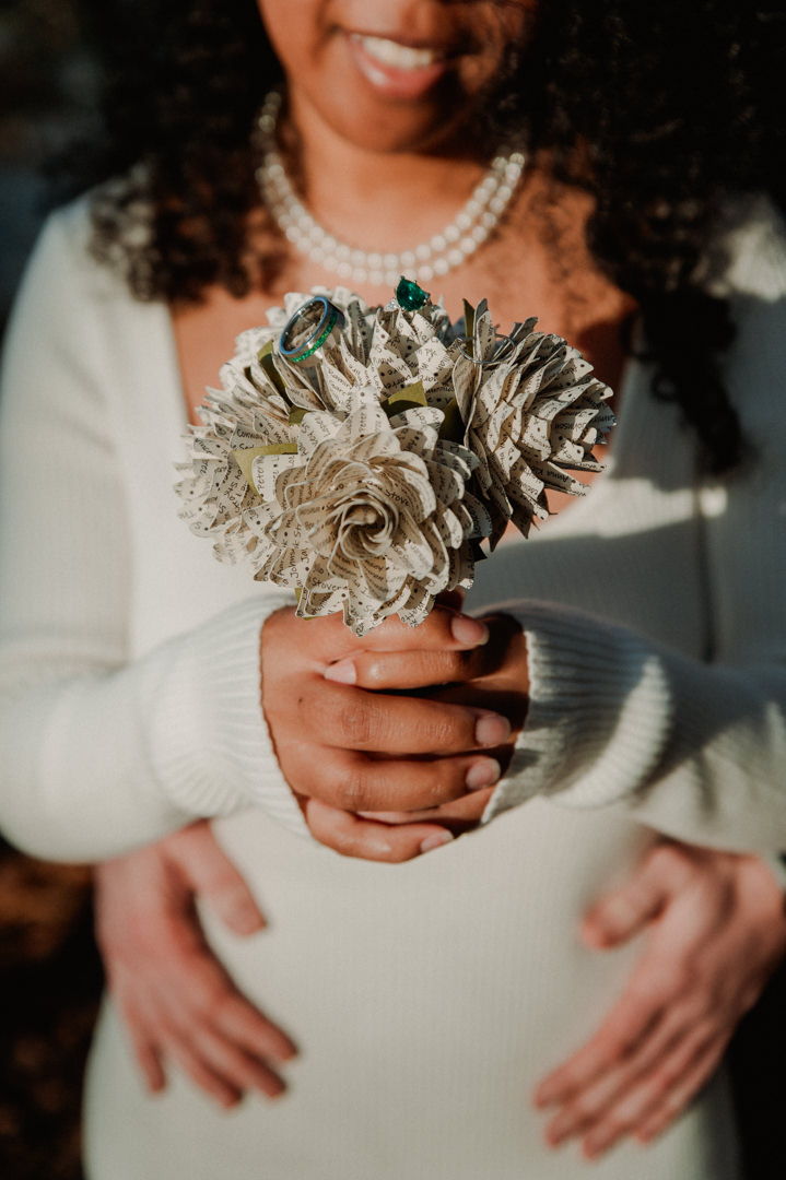 laid-back elopement in japan - bouquet and rings