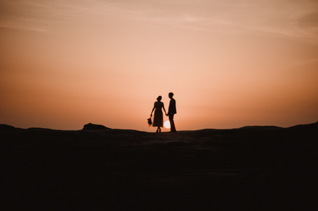 low-key elopement in japan - sunset walk 